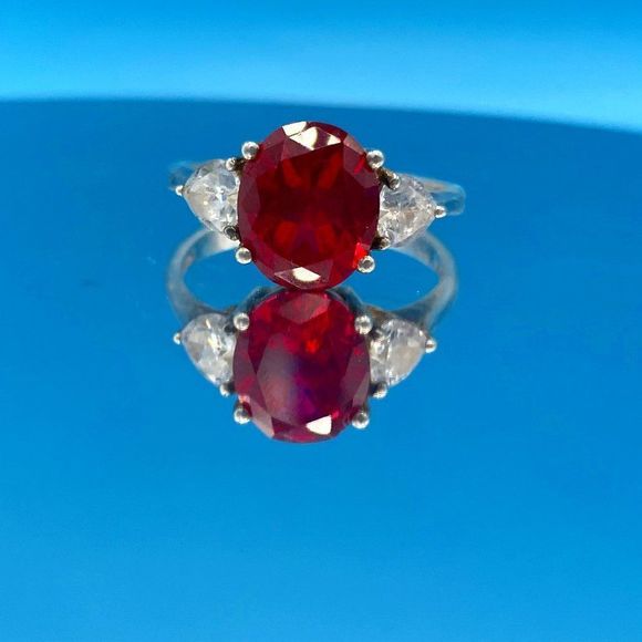 Lab Grown Ruby Sterling Silver Ring - Picture 15 of 15